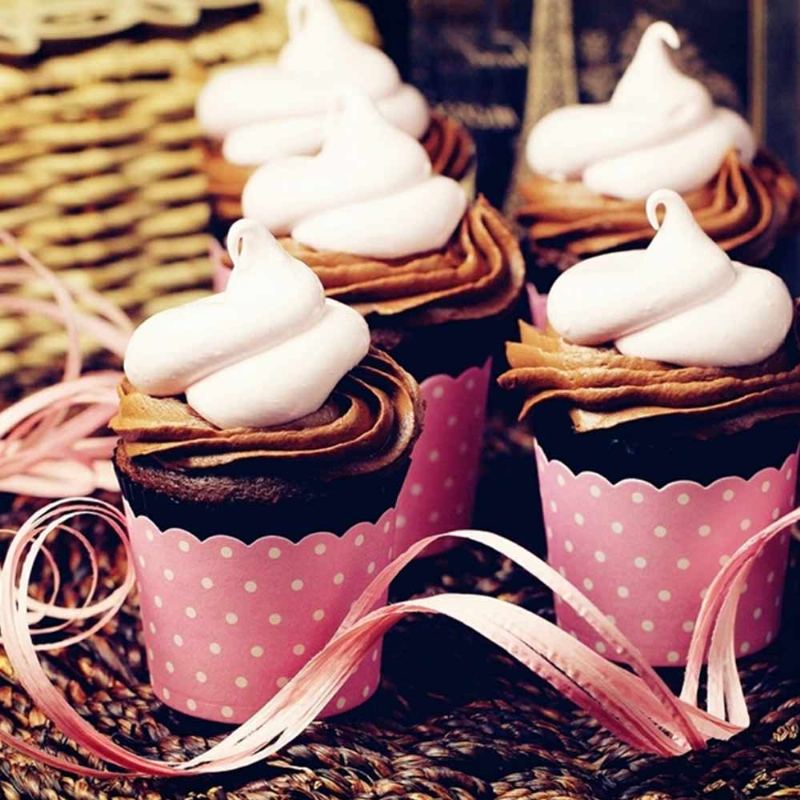 24ks Forma Na Pečení Kulatý Potahovaný Papír Malý Dort Puff Muffin Cake Paper Cup Pekáč
