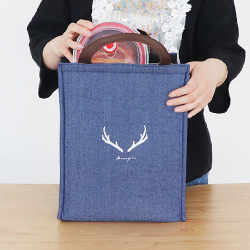 Denim Lunch Tote Bag Vodotěsné Úložné Nádoby Na Kabelky Odolné Proti Oleji A Chladiči