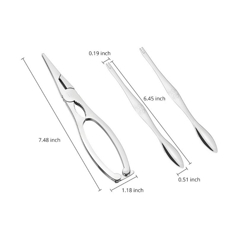 Eating Crab Tool 304 Nerezová Ocel Třídílný Oblek Jíst Chlupatou Krabí Nohu Jehla Kuchyňské Nářadí Dárkové Balení