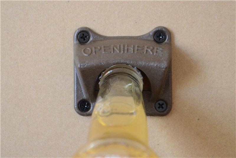 Vintage Bronzový Nástěnný Otvírák Víno Pivo Soda Skleněný Na Láhve Kuchyňský Bar Dárek