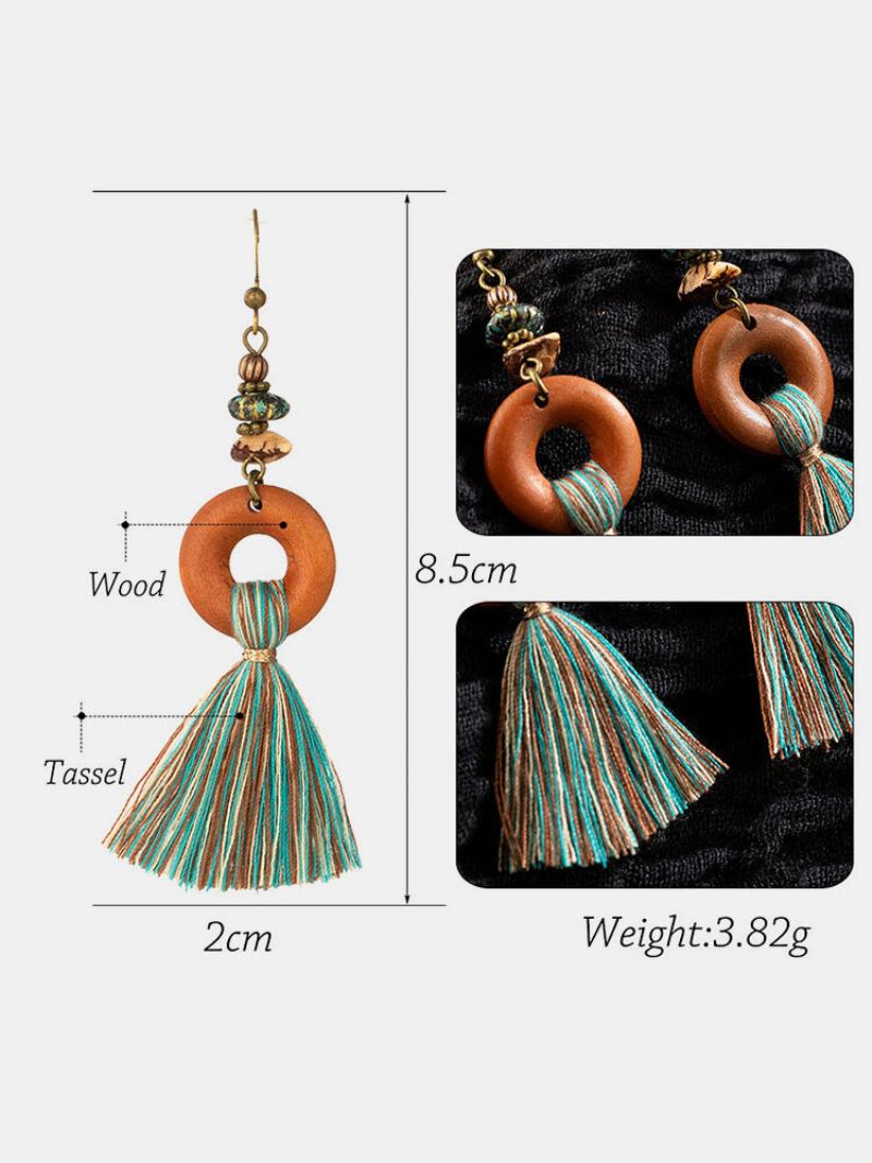 Bohemian Vintage Ring Náušnice Střapec Barva Lana Tyrkysové