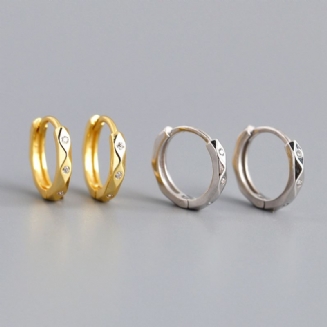 Cubic Zirconia Pave 925 Sterling Silver Hoop Náušnice Zlaté Nebo Stříbrné