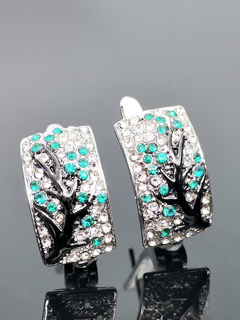 Dámské Náušnice Vintage Plum Tree Symetrické Přívěskové Vykládané Diamanty