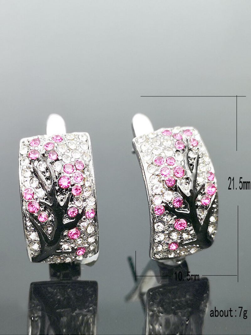 Dámské Náušnice Vintage Plum Tree Symetrické Přívěskové Vykládané Diamanty
