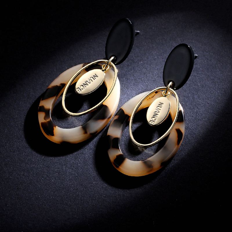 Elegantní Design Kruh Leopard Hoop Náušnice Velké Dlouhé Pro Ženy