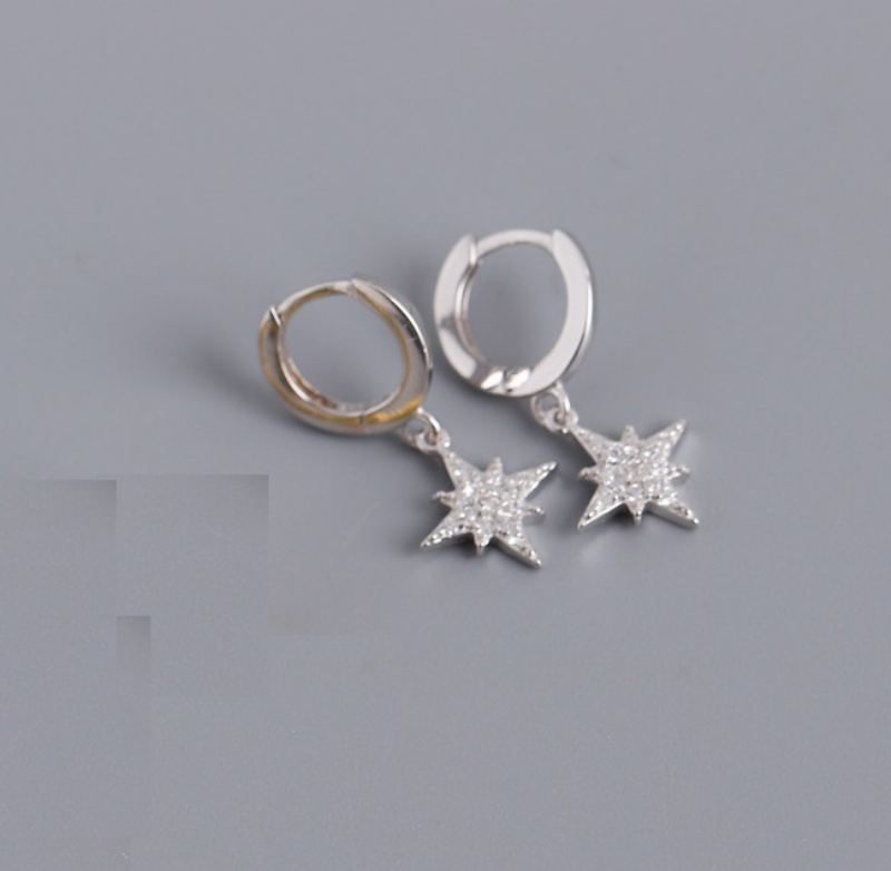 Náušnice Micro Pave Cubic Zirconia 925 Mincovní Stříbro North Star Visací