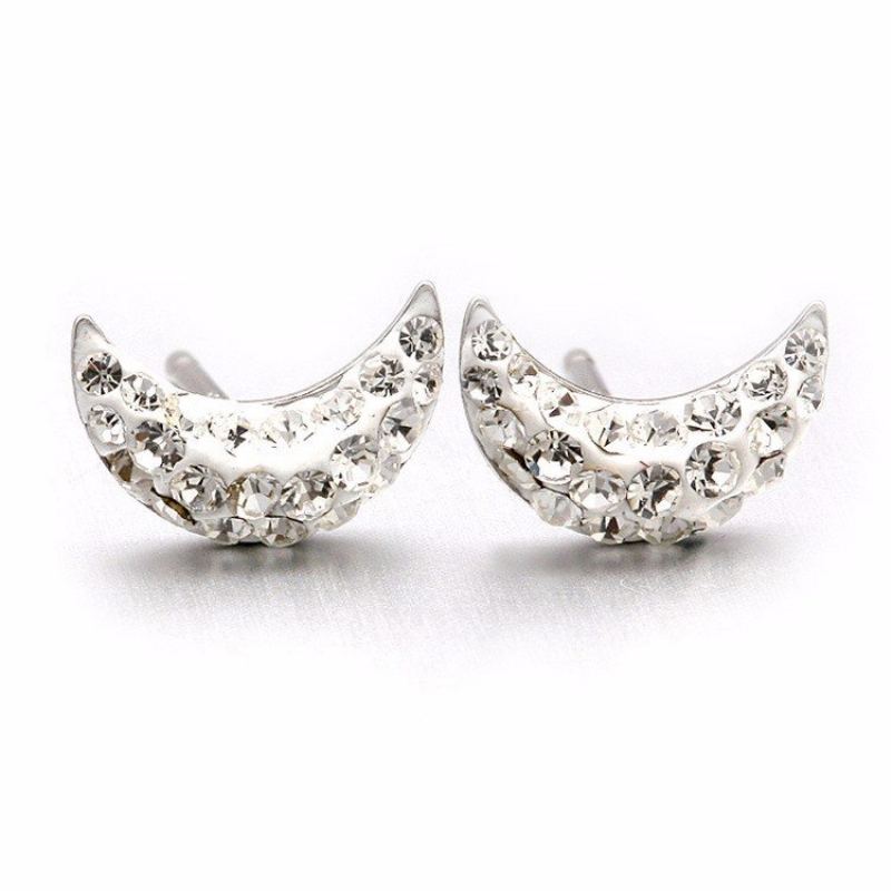 S925 Stříbrné Náušnice Moon Crystal Dámské