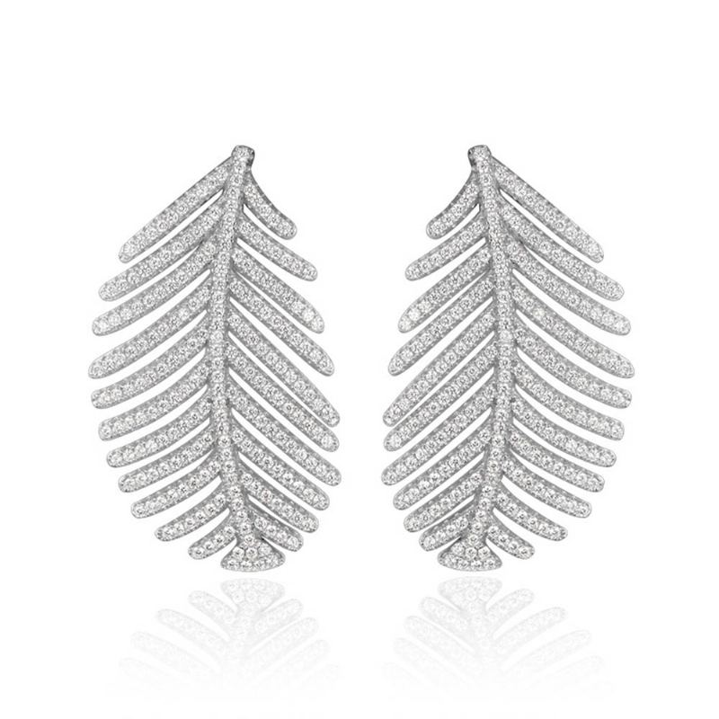 Sparkling Diamond Leaves Náušnice 925 Z Čistého Stříbra Jednoduché Malé Svěží Sladké Korejský Design 2023 Nové