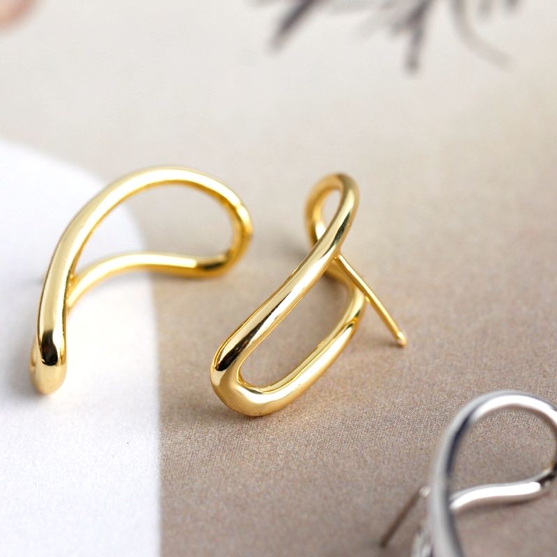 Zlaté Nebo Stříbrné 925 Sterling Silver Geometrické Náušnice