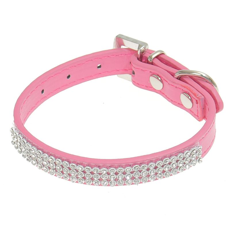 Kamínky Diamante Crystal Band Pu Kůže Bling Štítek S Obojkem Pro Štěně Pro Kočky A