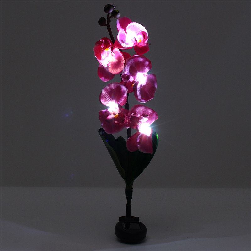 Solární Energie Phalaenopsis Zahradní Kůl Krajinná Lampa Butterfly Orchid Venkovní Osvětlení Dvora