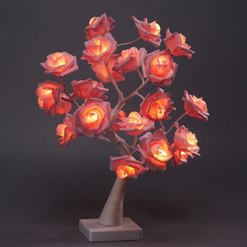 24 Světel Pe Pink Rose Tree Light Sváteční Dekorace Do Ložnice Světlo Valentýnské Potřeby Noční