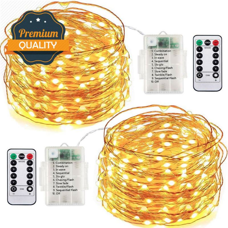 5 M 10 M Led Třpytivé Světlo Venkovní Vnitřní Pohádkový Řetězec Vánoční Diy Aa Baterie Vodotěsné Bezdrátové Dálkové Ovládání