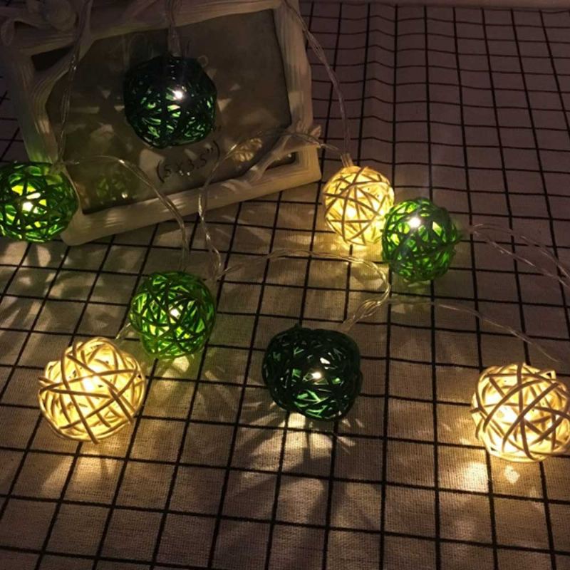 Efektní Jemné Led Lampy Sting Noční Světlo S Barevnou Ratanovou Koulí Vánoční Výzdobou Svatebního Domu