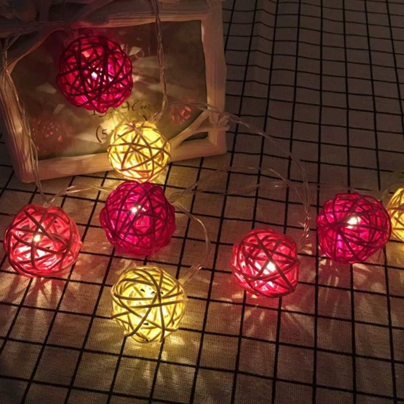 Efektní Jemné Led Lampy Sting Noční Světlo S Barevnou Ratanovou Koulí Vánoční Výzdobou Svatebního Domu