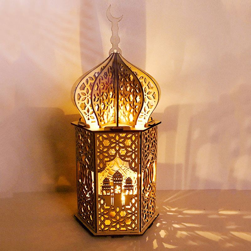 Holiday Castle Palace Decoration Lamp Led Dřevěná Ramadánová Ruční Dekorační Lampa