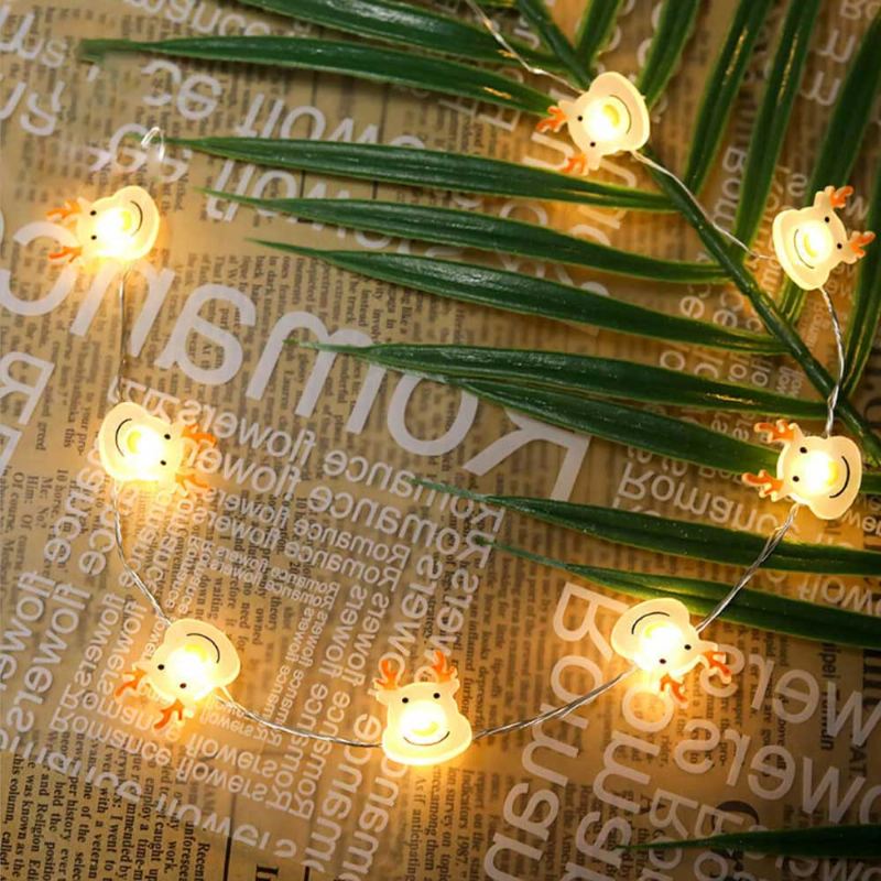 Rarevay Řetězec Lampy Ve Tvaru Losa Led Barevná Lampa Pro Vánoční Dekorace Party Měděná