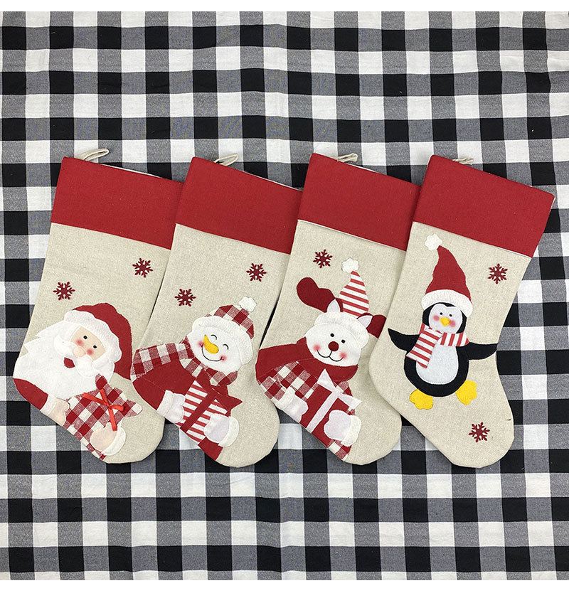 Velká Nová Vánoční Punčocha Kreativní Santa Sněhulák Elk Dárková Taška Candy Bag Dekorace Přívěsek