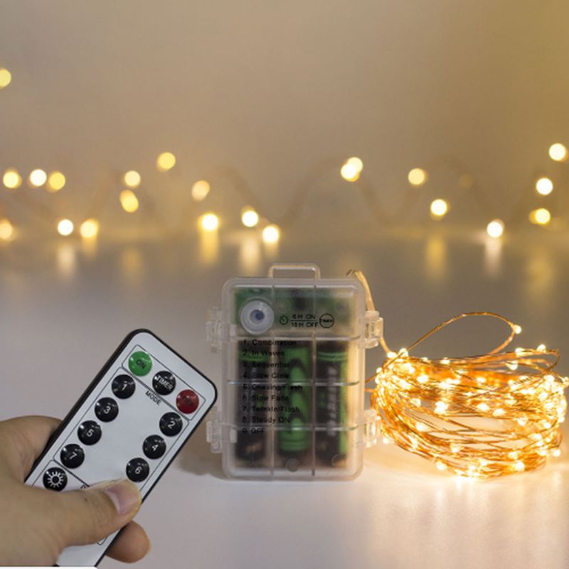 Vodotěsná Led Řetězová Lampa S 8 Režimy 3 Aa Bateriový Světelný Řetěz S Funkcí Časování Dálkového Ovládání Pro Vánoční Výzdobu