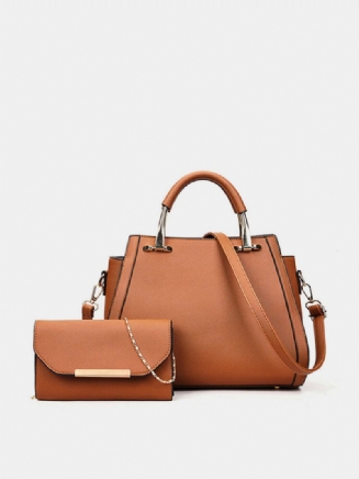 2 Ks Dámská Pu Kožená Kabelka Pevná Crossbody Pro Volný Čas