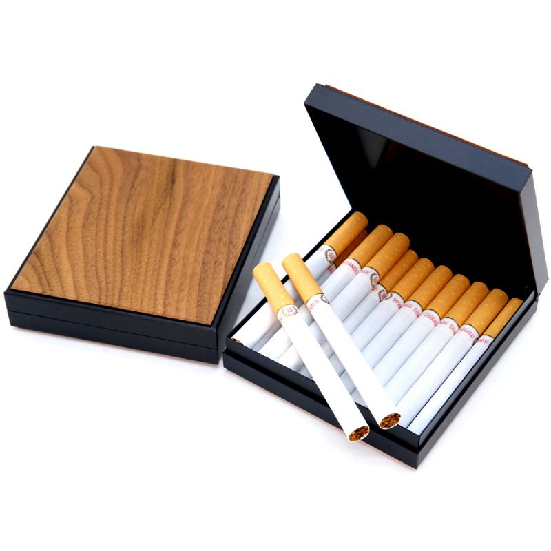 20 Tyčinek Dřevěné Pouzdro Na Cigarety Flip Obchodní Styl Tenké Přenosné Bambusové Dřevo Hliníkové Pánské Na