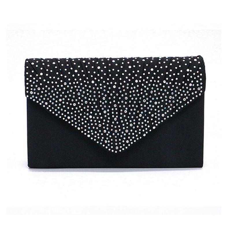 2023 Elegantní Clutch Kamínková Ozdobná Dámská Večerní Taška Přes Rameno Příjemná K Pokožce Satén Polyester Efektní Kosmetická Kabelka Do Ruky
