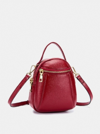 5.5palcová Taška Na Telefon Z Pravé Kůže Pure Color Přes Rameno Crossbody Kabelky Pro Ženy