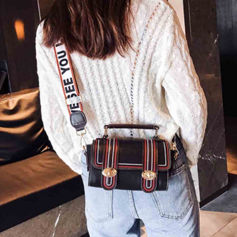 Crossbody Kabelka Z Pu Kůže S Abecedním Popruhem Přes Rameno Dámská Mini S Proužkovou Přezkou Na Seznamování S Nákupy