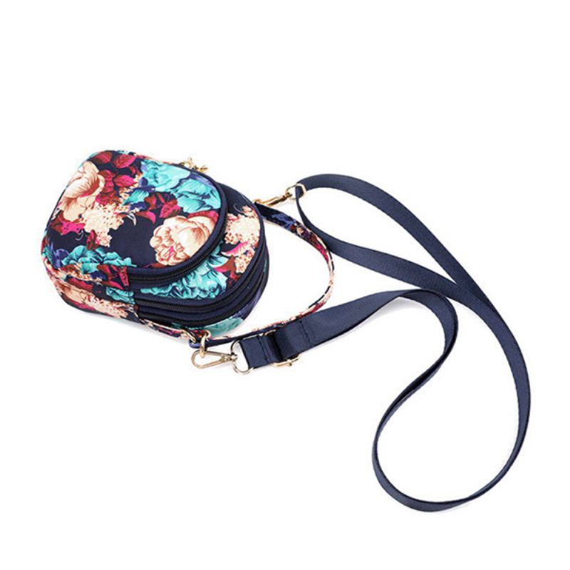 Dámská Kabelka S Květinovým Potiskem Crossbody S Více Kapsami Na Telefon