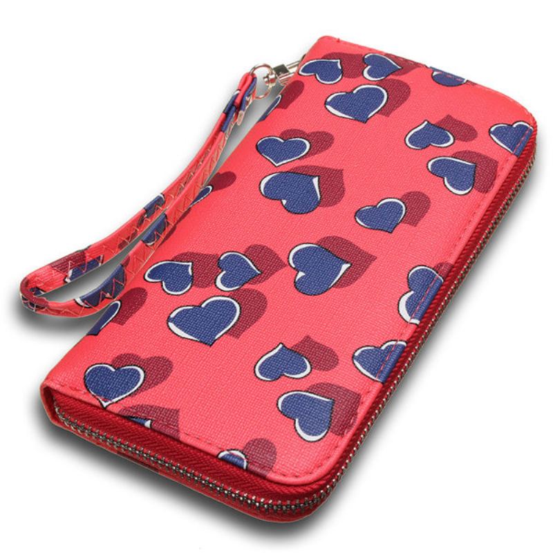 Dámská Krásná Peněženka Candy Color Heart Dlouhý Zip Držitelé Karet