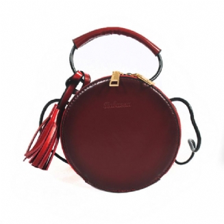 Dámská Mini Taška Přes Rameno Pu Materiál Batoh Kruhový Tvar Cross Pack-vak Pro Lady Girl Malá Kapsy Dvoucestné Zipy Kulatá Kabelka