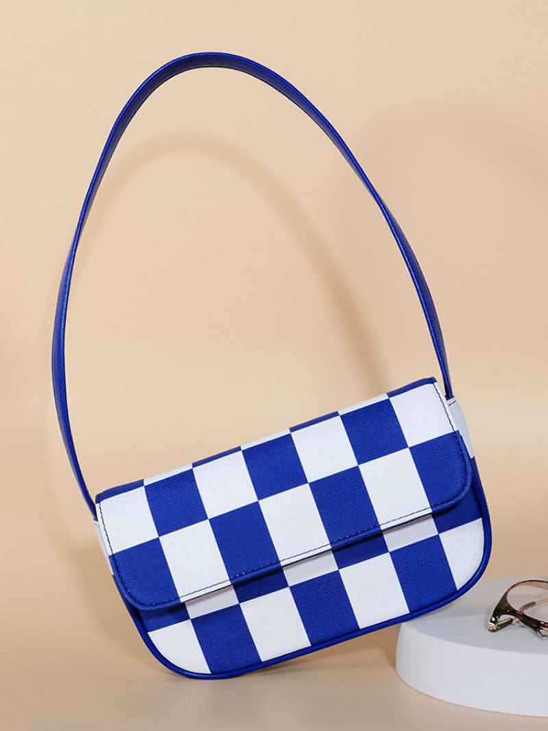 Dámská Móda Z Umělé Kůže S Mřížkovým Vzorem Crossbody Kabelka Přes Rameno
