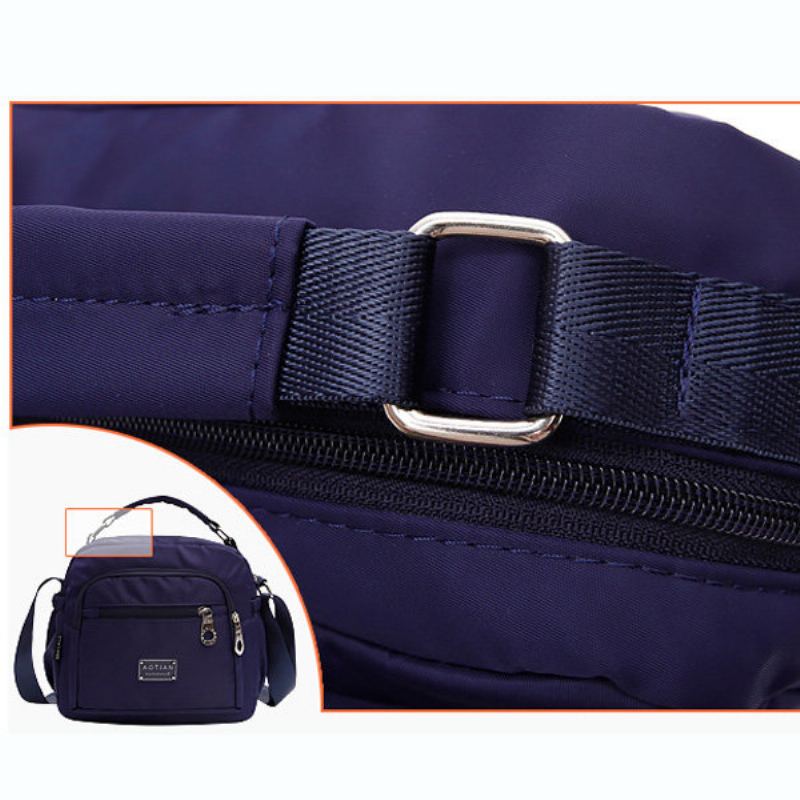 Dámská Nepromokavá Crossbody Kabelka Nylonová S Více Zipem Sling Bag