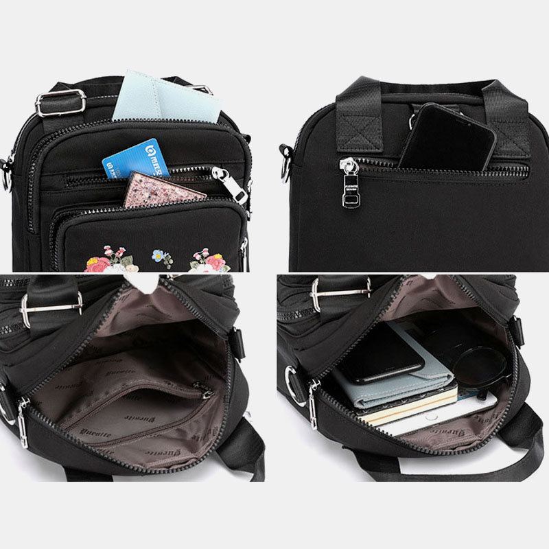 Dámská Nylonová Vyšívaná Crossbody Kabelka Pro Více Nošení