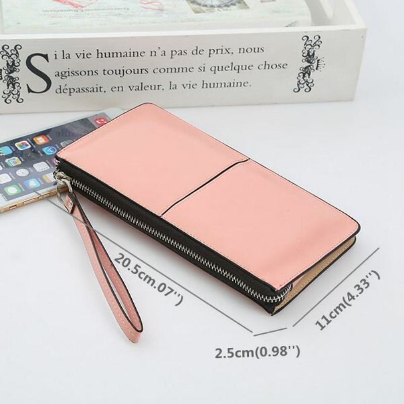 Dámská Peněženka Pu Patchwork Line Elegantní Ultratenká Na Zápěstí Telefon
