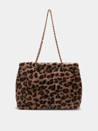 Dámské Plyšové Kalhotky Jednobarevné Leopardí Zebra Velkokapacitní Crossbody Kabelka