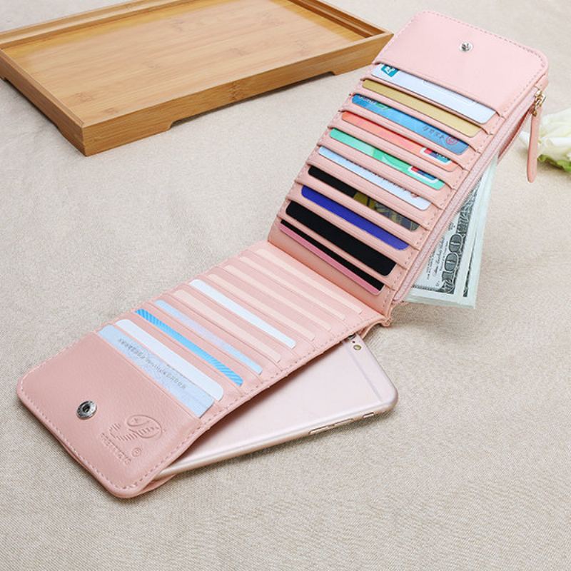 Dámské Vintage Flower Metal Hasp 20 Slotů Na Karty Ultratenké Držáky Karet Peněženka Telefon Taška