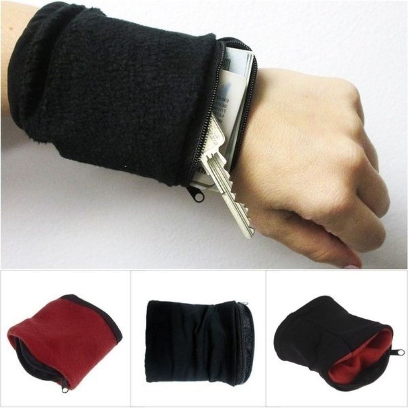 Edc Peněženka Na Zápěstí Pouch Band Fleece Zip Běh Cestování Posilovna Cyklistika Bezpečná Sportovní Na