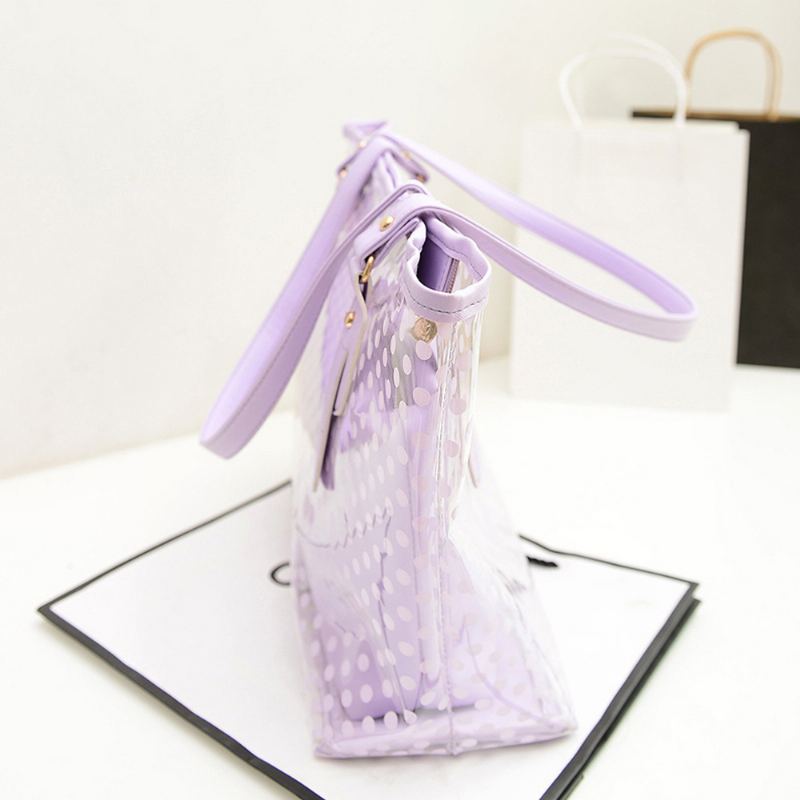 Fresh Color Tote Bag Pro Ženy Letní Použití Jelly Kabelka Wave Point Voděodolná Pvc Plážová Použitá Křišťálová Taška Na Jedno Rameno