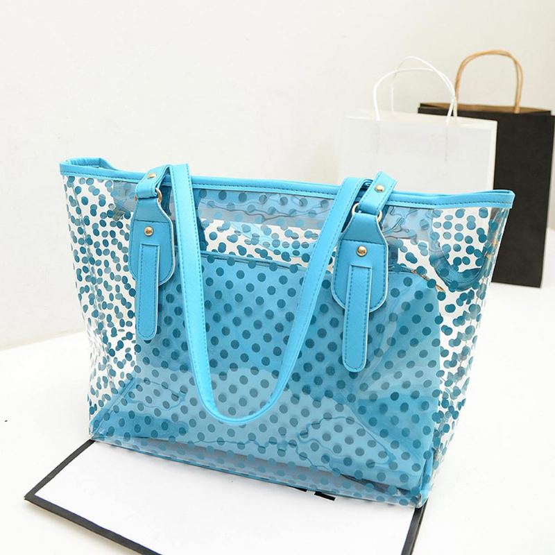 Fresh Color Tote Bag Pro Ženy Letní Použití Jelly Kabelka Wave Point Voděodolná Pvc Plážová Použitá Křišťálová Taška Na Jedno Rameno