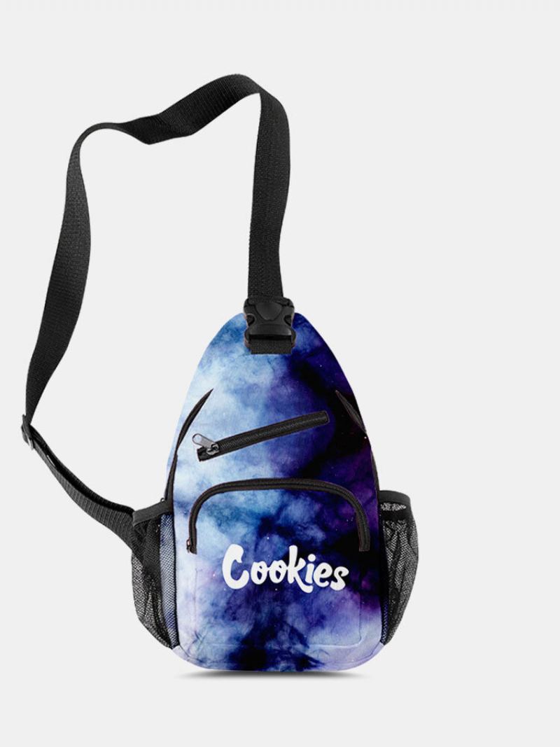 Ležérní Plátno Cool Letter Print Vzor Náprsní Taška Crossbody Kapsa Na Zip