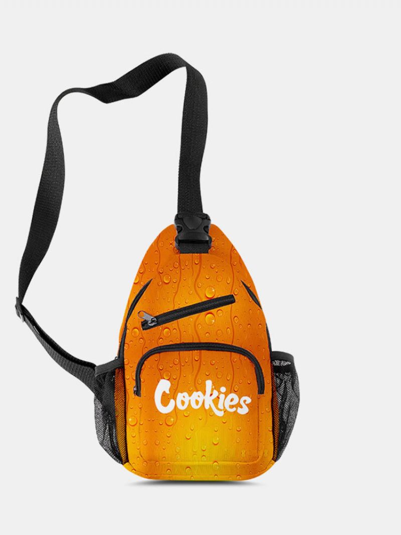 Ležérní Plátno Cool Letter Print Vzor Náprsní Taška Crossbody Kapsa Na Zip