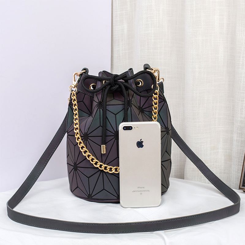 Ležérní Svítící Bucket Bag Rhombus Dámská Taška Přes Rameno