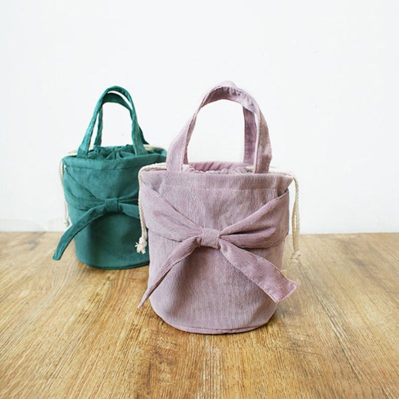 Manšestrové Bowknot Bucket Bags Obědové Tašky Pro Ženy