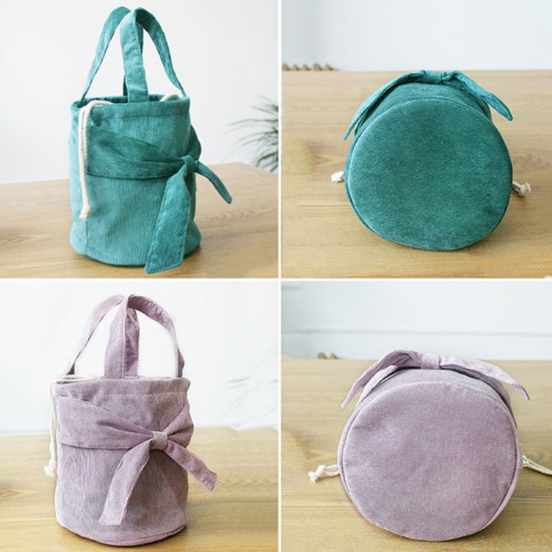Manšestrové Bowknot Bucket Bags Obědové Tašky Pro Ženy