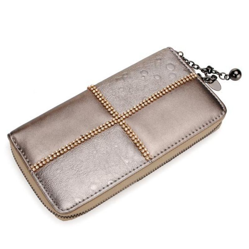 Módní Ženy Kamínky Retro Peněženka Na Dlouhý Zip