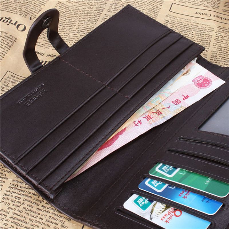 Muži Podnikání Retro Ležérní Dlouhá Peněženka Vintage Leisure Cash Mince Karty