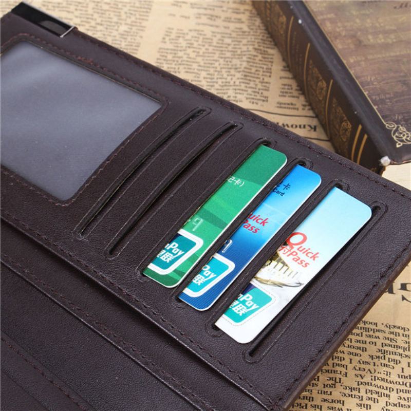 Muži Podnikání Retro Ležérní Dlouhá Peněženka Vintage Leisure Cash Mince Karty