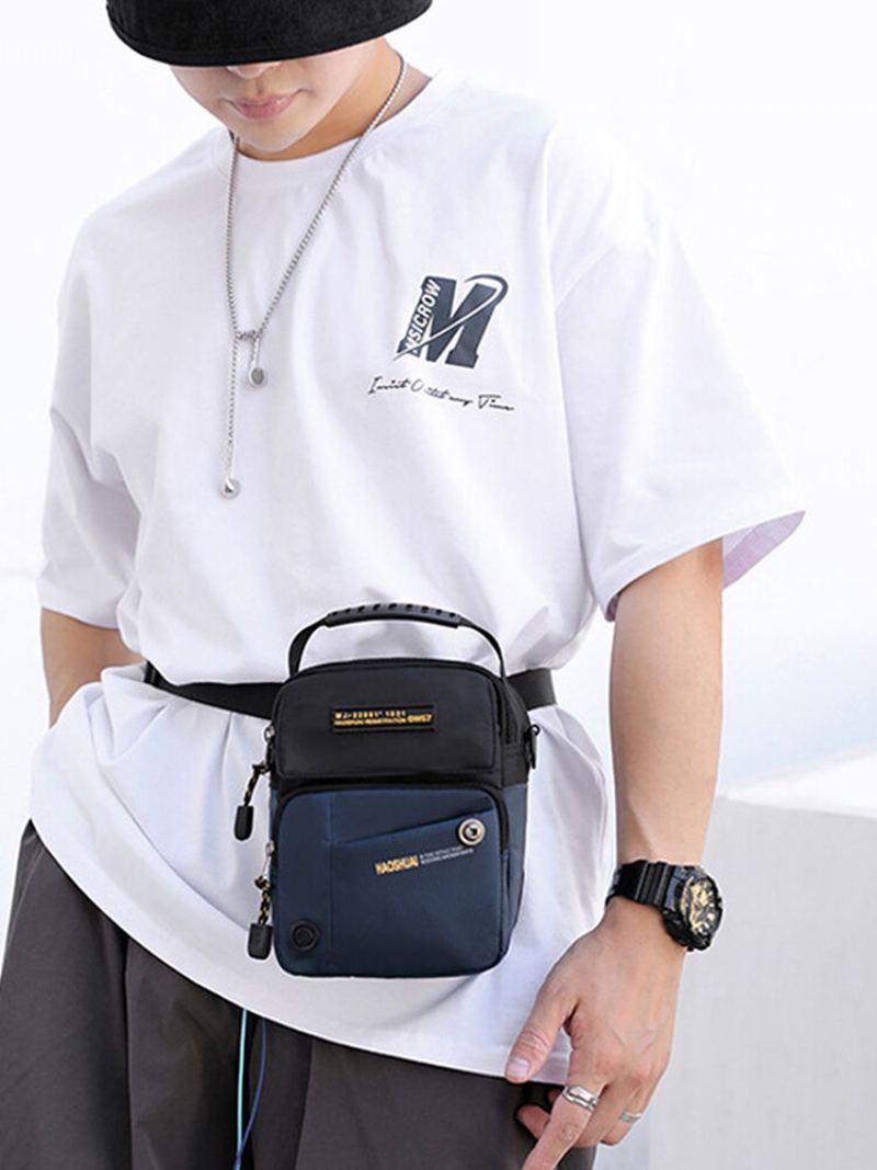 Pánská Nylonová Tkanina Casual Velkokapacitní Voděodolná Crossbody Taška Přes Rameno S Konvertibilním Popruhem