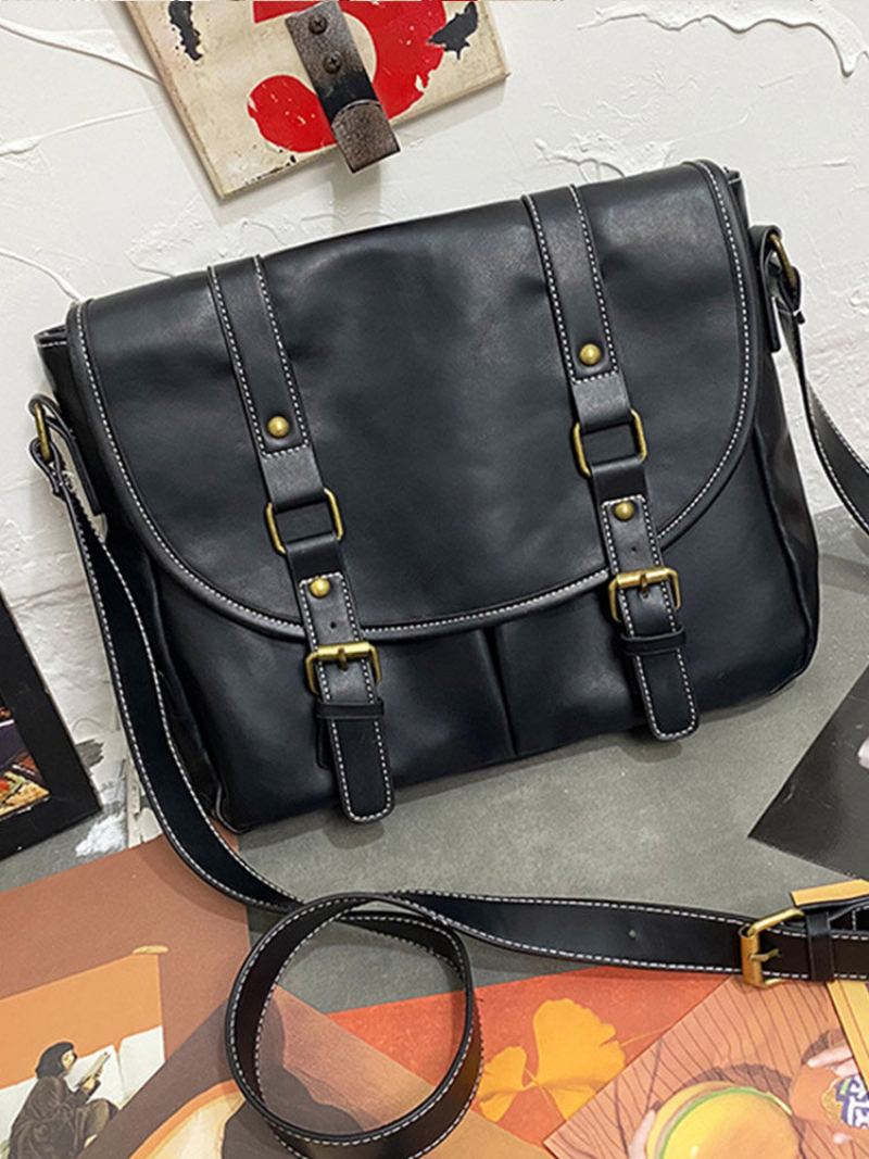 Pánská Vintage Voděodolná Velkokapacitní Crossbody Kabelka Z Umělé Kůže Krátká Přes Rameno